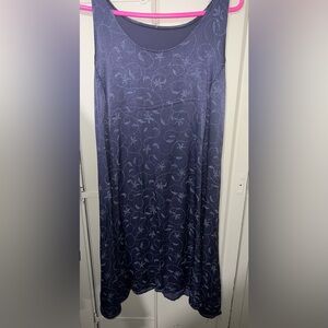 Vintage 90s Floral Purple Blue Silk Dress